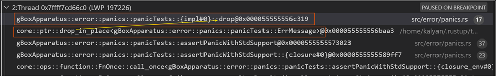 Stack trace - drop function call sample